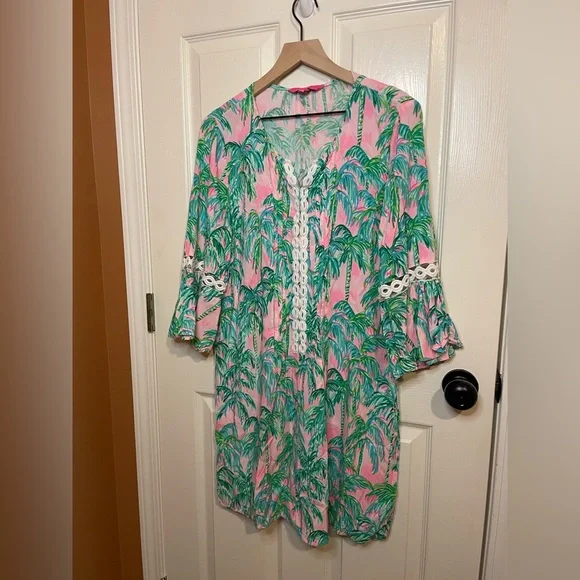 Lilly Pulitzer Hollie Tunic Dress in Pink Blossom Suite Views Size Large - Picture 3 of 10